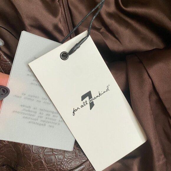 7 for all Mankind brown embossed strapless dress BNWT sz Large faux leather - Picture 4 of 7